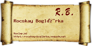 Rocskay Boglárka névjegykártya